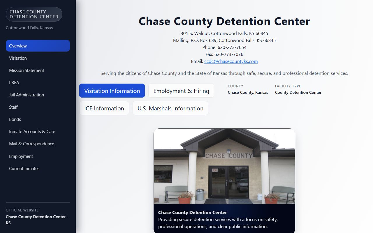 Chase County Detention Center facility and inmate lookup source